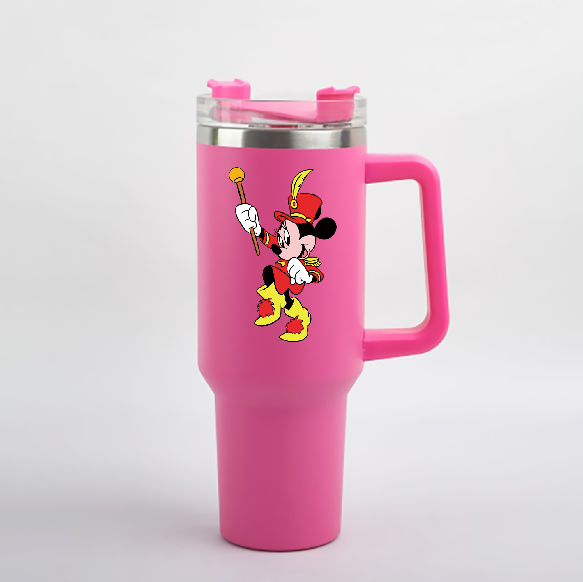 （画像用） ミッキーマウス Mickey Mouse 1200mL車用タンブラー - クリスタルステッカー（プラスチックストロー付き）
